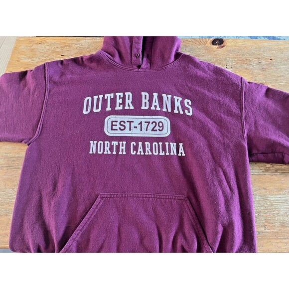 Outer Banks Hoodie Sweatshirt Adult Medium Gildan North Carolina NC OBX Maroon - Picture 1 of 9